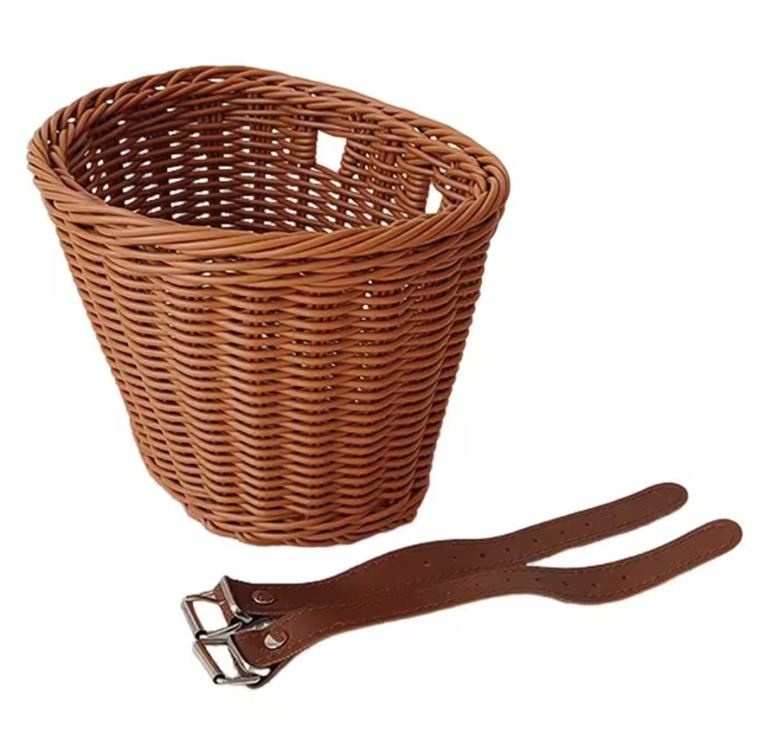 Kids Bike Basket | Rattan Style Handlebar Basket for Balance Bikes